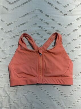 Athleta Coral Front-Zip Racerback Sports Bra